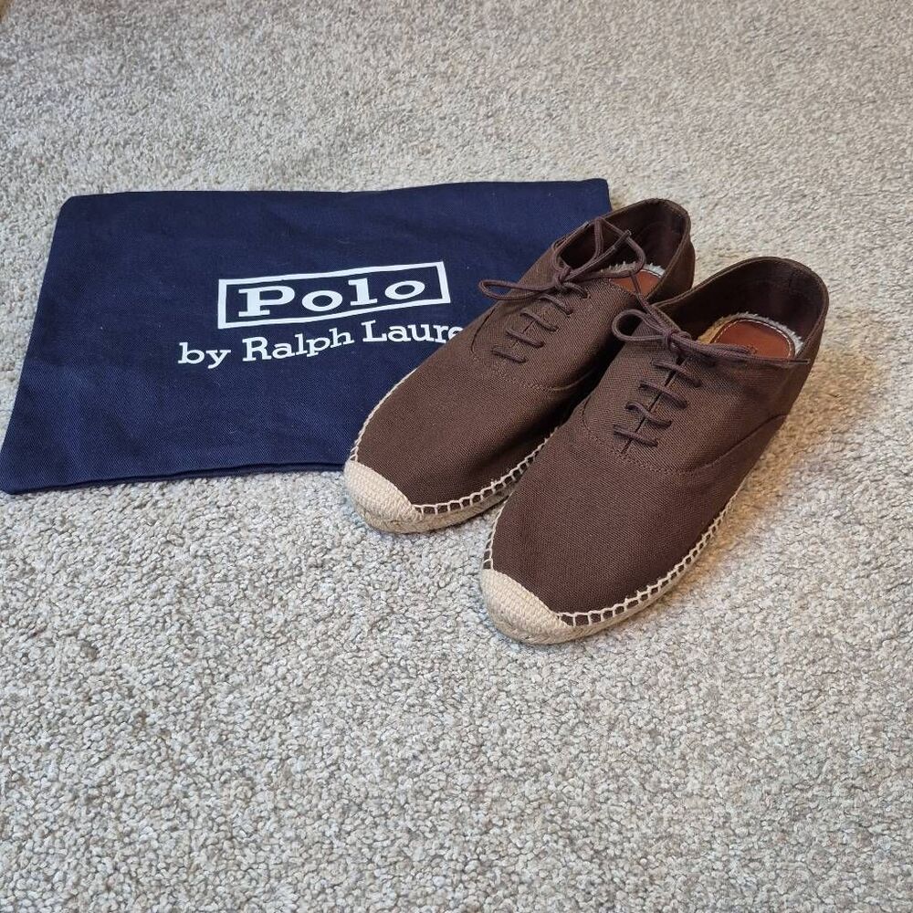 Polo by Ralph Lauren Canvas Lace Up Espadrille Chocolate Size 8